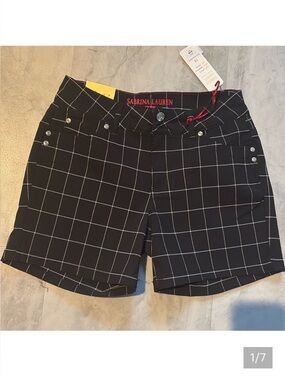 Sabrina Lauren  shorts stretch  black/white  printed squares  NWT  women size 10